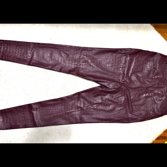 Wine faux croc slim leg pants… - Picture 1 of 3